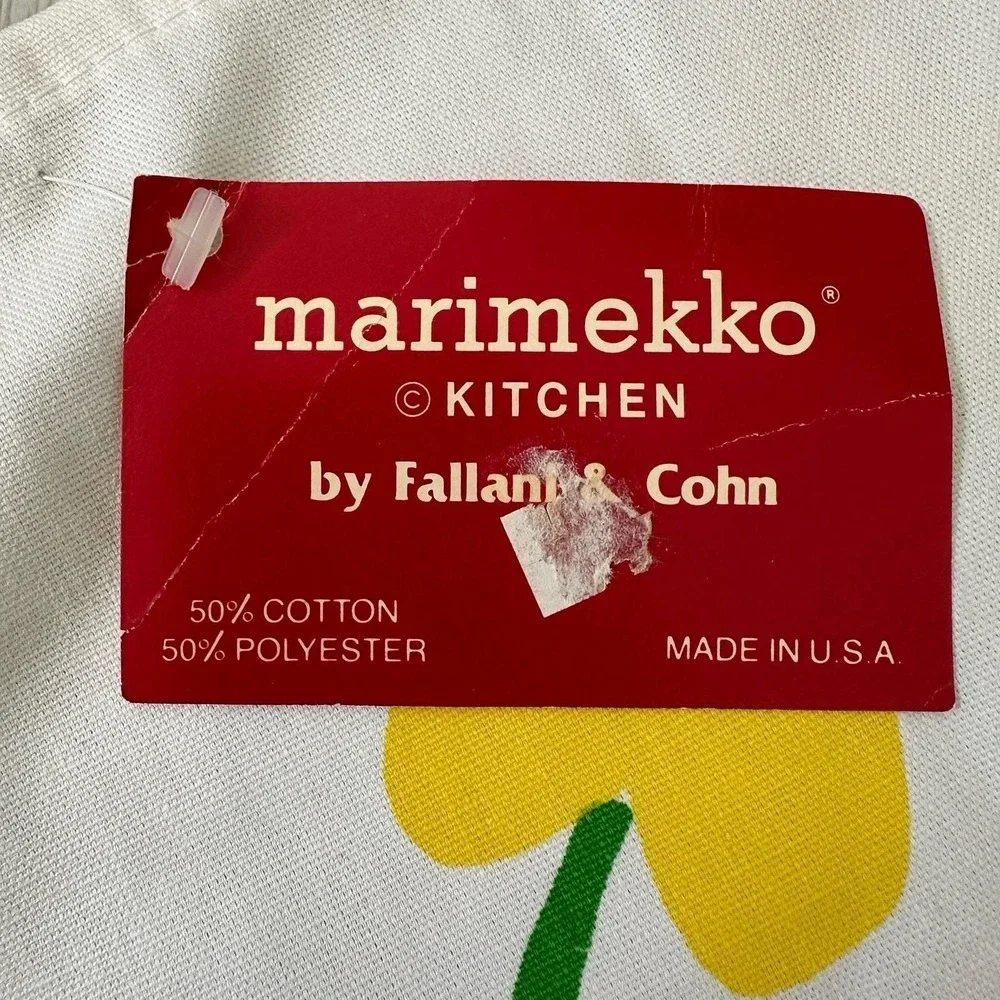 Vintage Marimekko Kitchen Fallani & Cohn Apron Yellow Floral Daffodil White USA